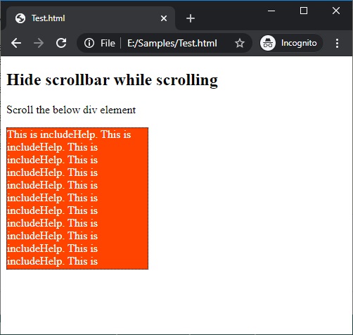 CSS | Hiding Scroll Bars | Example