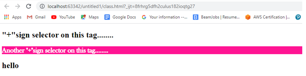 Example | plus sign CSS selector mean