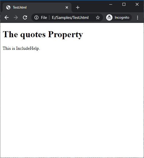 CSS | quotes Property | Example 1