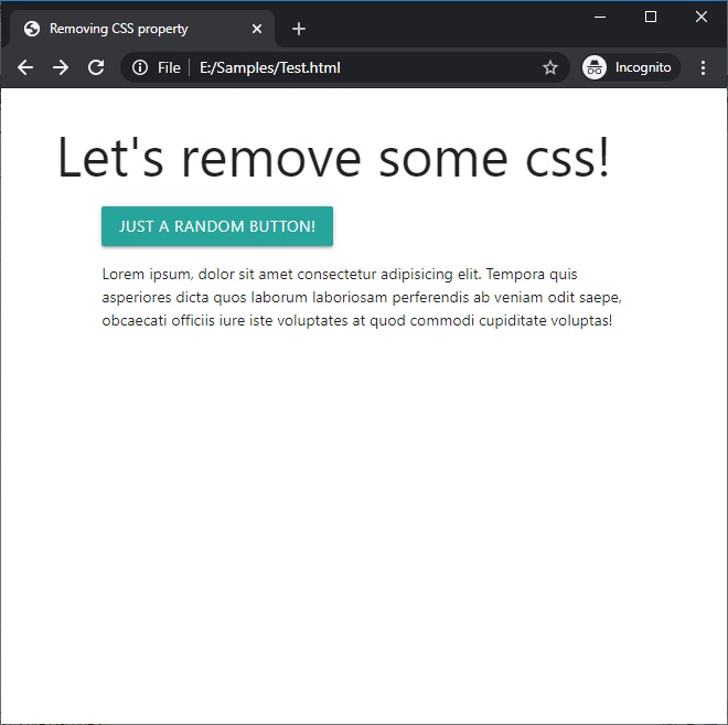 remove CSS property using JavaScript (2)