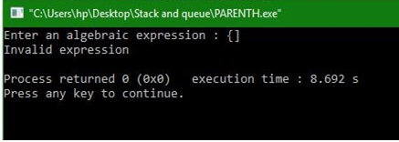 Nesting of parentheses using stack