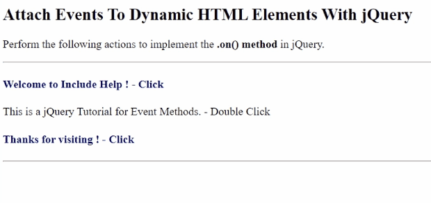 Example 1: Attach events to dynamic HTML elements