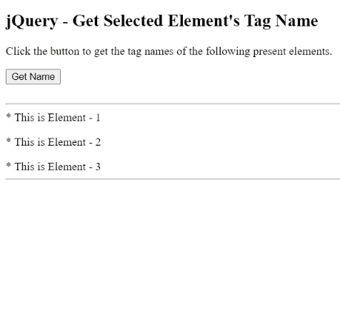 Example: Get selected element tag name