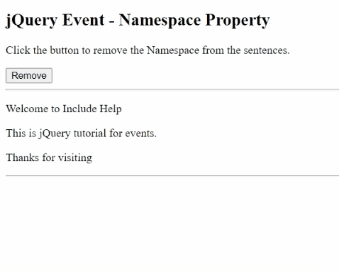 Example 1: jQuery event.namespace Property