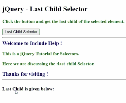 Example 1: jQuery :last-child Selector