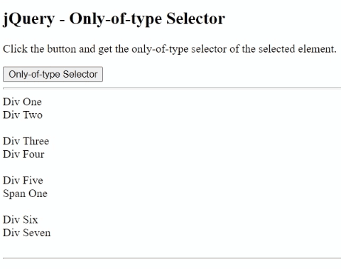 Example 1: jQuery :only-of-type Selector
