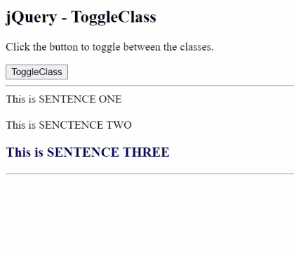 Example 1: jQuery toggleClass() Method