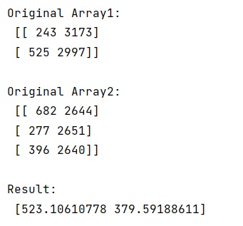 Example: How to calculate the minimum Euclidean distance between points in two different NumPy arrays?