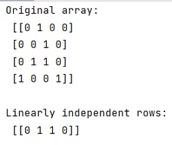 Linearly independent rows | Output