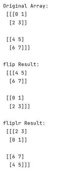 Example: Difference between flip() and fliplr() functions in NumPy