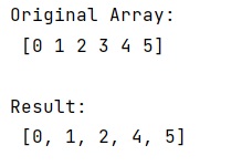 Example: How to index every element in a list except one?