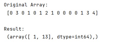 Example: Get the first index of an elements in a NumPy arrayframe
