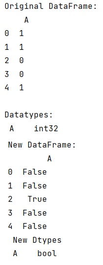 Example: Pandas data frame transform INT64 columns to boolean