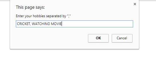 javascript code to split string input