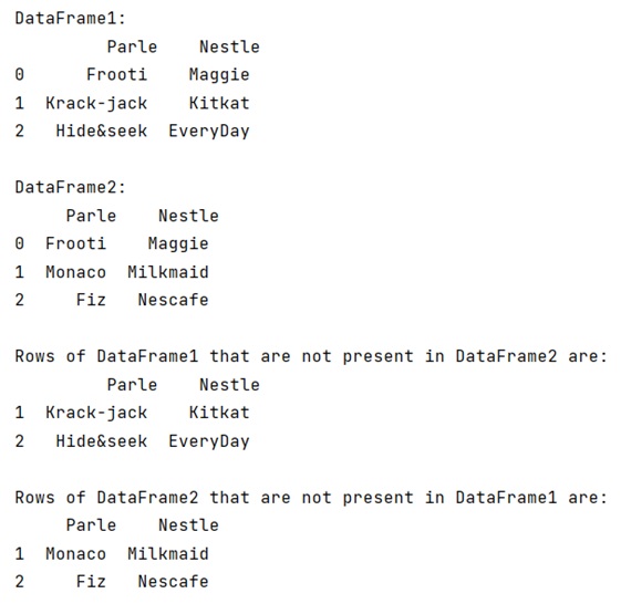 Example: Get rows which are NOT in other DataFrame