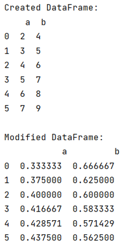 Example: Normalize rows of by their sums