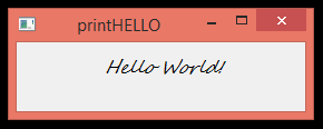 output of python & pyqt hello world program
