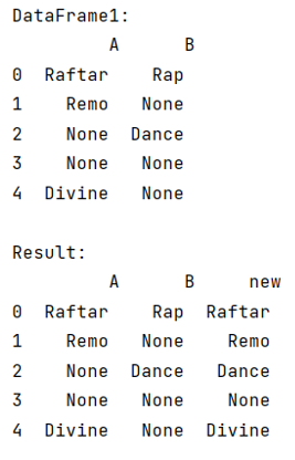 Example: Pandas combine two columns with null values
