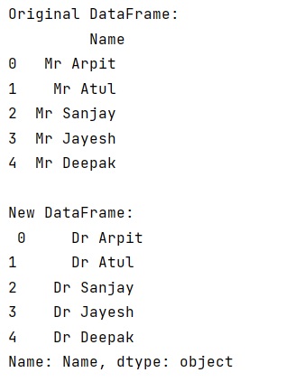 Example: Replace part of the string in pandas dataframe