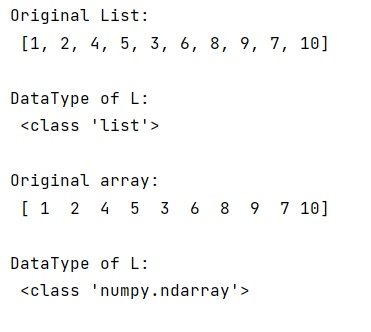 Example: How to save a list as NumPy array?
