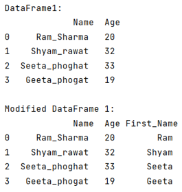 Example: Splitting at underscore