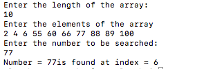 Jump search implementation using C++ - Output