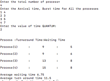 Round Robin Algo Implementation using C++ program