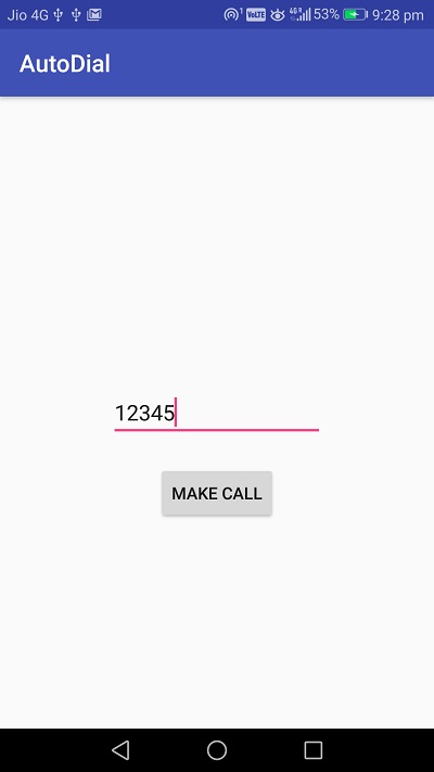 Android code to call from mobile