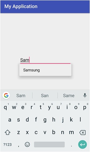 Android - AutoCompleteView Example 2
