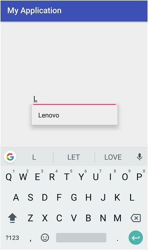 Android - AutoCompleteView Example 3