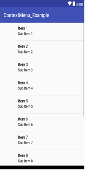 Context Menu in Android Example
