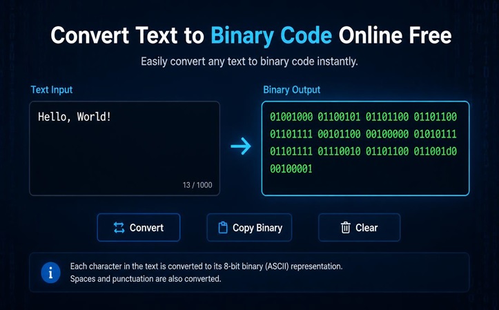 Convert Text to Binary Code Online