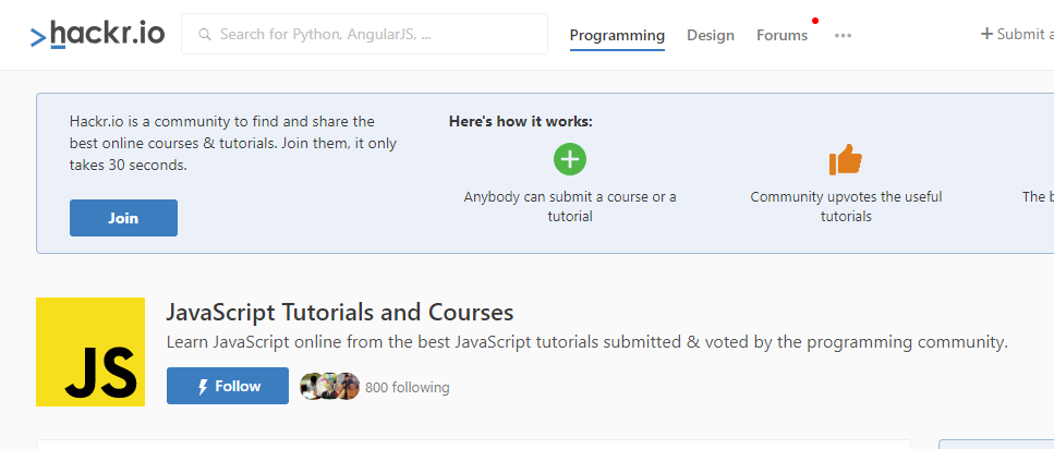 Top 5 websites for learning JavaScript | Hackr.io