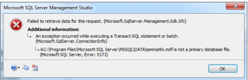 Troubleshooting Error 5171 - MDF is not a Primary Database File Troubleshooting Error 5171