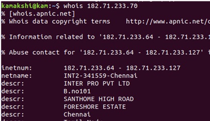 Whois command for gathering information about domains