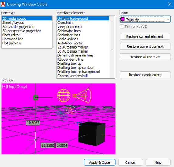 AutoCAD 2022 – Background Colors