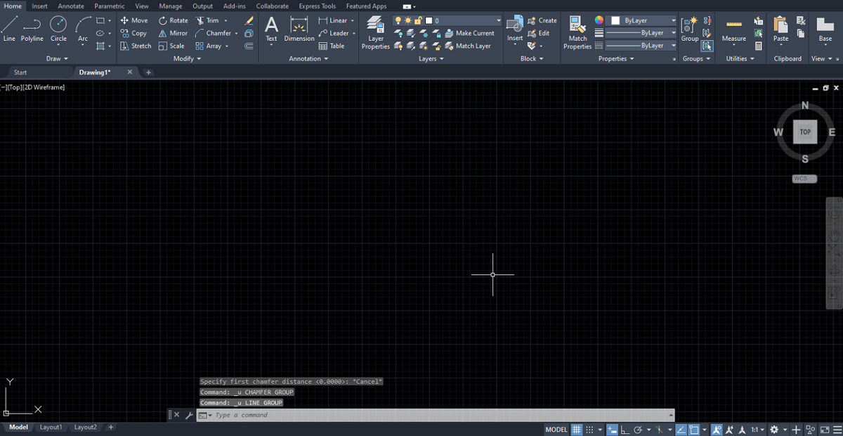 Chamfer Command (step 2)