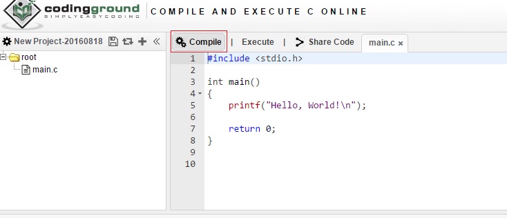 compile c online