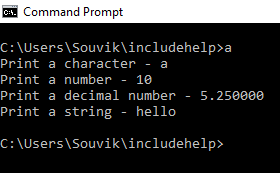 printf() example in C language