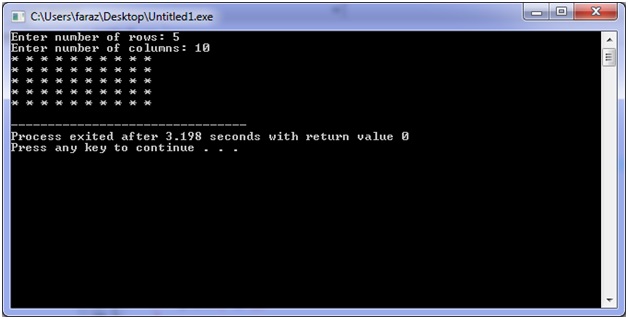 Output - pattern of starts