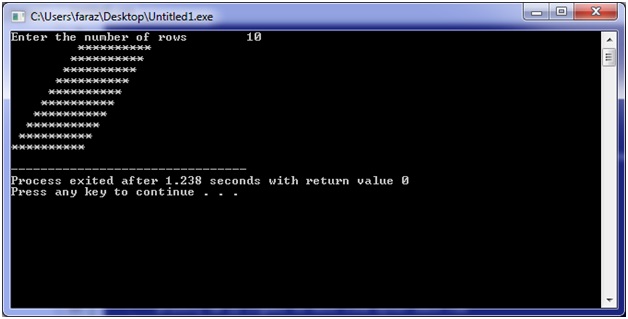 Output - rhombus pattern programs in C