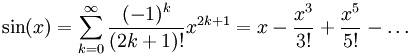 sin(x) series program in c