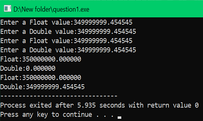 Example: scanf() need '%lf' for doubles