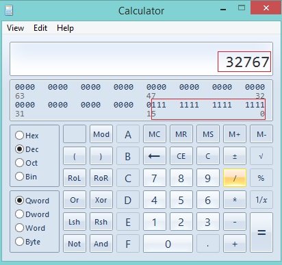 short size and range in c