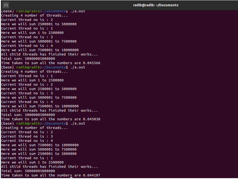 Sum of an array using Multithreading in C/C++ (2)