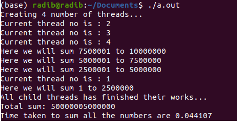 Sum of an array using Multithreading in C/C++ (6)