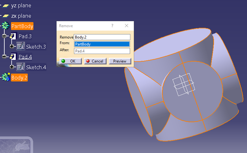 CATIA | Add, Remove Boolean Operation (22)