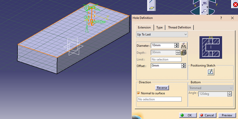 multiple holes on rectangular prism (step 11)