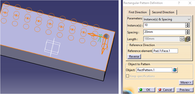 multiple holes on rectangular prism (step 14)