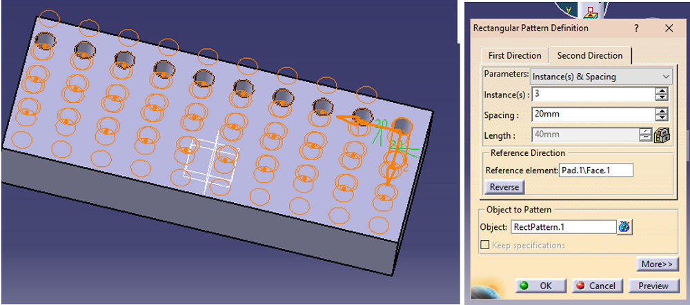 multiple holes on rectangular prism (step 15)